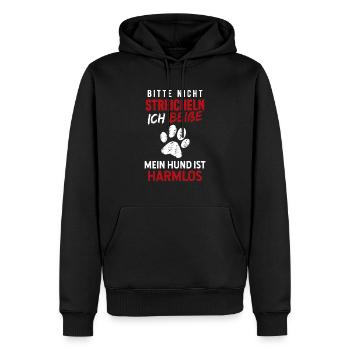Bitte Nicht Streicheln Ich Beiße Hundebesitzer - Männer Premium Bio Hoodie - Schwarz - Vorne - Nico (187cm)