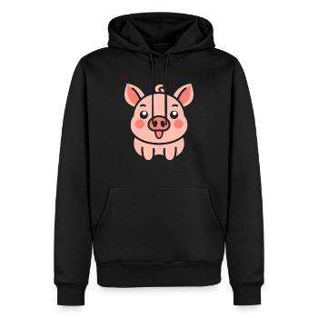 cochon - Sweat à capuche Premium bio Homme - noir - Devant - Nico (187cm)
