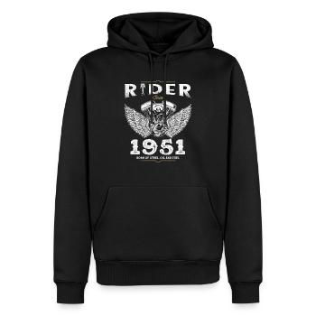 Cycliste depuis 1951 - 74 ans de routes ouvertes et - Sweat à capuche Premium bio Homme - noir - Devant - Nico (187cm)