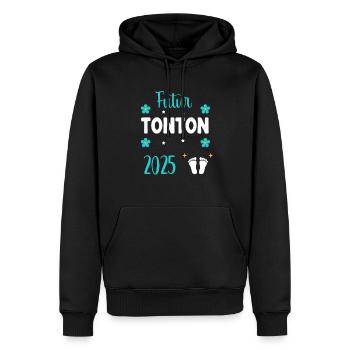 Zukünftiger Onkel 2025 Blumen Schwangerschaft Ankündigung - Männer Premium Bio Hoodie - Schwarz - Vorne - Nico (187cm)