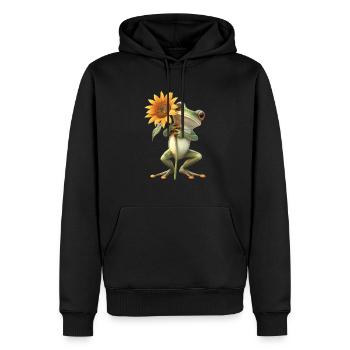 Frosch - Männer Premium Bio Hoodie - Schwarz - Vorne - Nico (187cm)