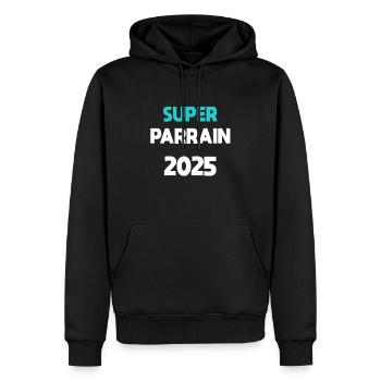 super parrain 2025 cadeau annonce grossesse - Sweat à capuche Premium bio Homme - noir - Devant - Nico (187cm)