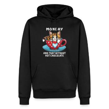 CAT MUG MONDAY AND THAT WITHOUT HOT CHOCOLATE - Men’s Premium Organic Hoodie - black - Front - Nico (187cm)