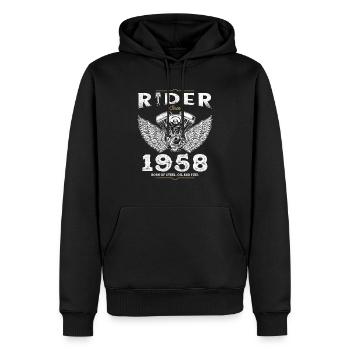 Pilote depuis 1958 - 67 ans de moteurs rugissants et - Sweat à capuche Premium bio Homme - noir - Devant - Nico (187cm)