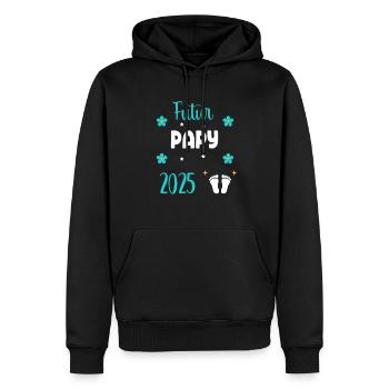 Futur papy 2025 fleurs annonce grossesse - Sweat à capuche Premium bio Homme - noir - Devant - Nico (187cm)