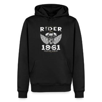 Cavalier depuis 1961 - 64 ans de routes ouvertes et - Sweat à capuche Premium bio Homme - noir - Devant - Nico (187cm)