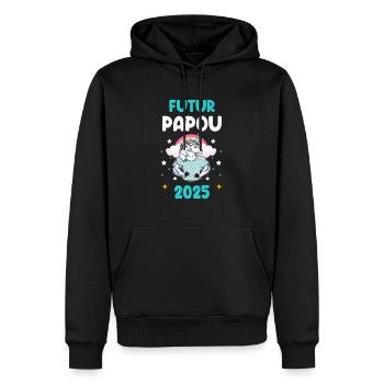 Future Papuan 2025 Unicorn Announces Pregnancy Dad - Men’s Premium Organic Hoodie - black - Front - Nico (187cm)