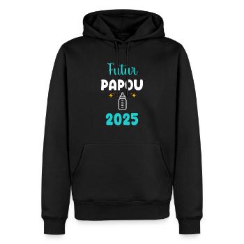 Future Papuan Bottle 2025 Announcement Pregnancy Dad - Men’s Premium Organic Hoodie - black - Front - Nico (187cm)
