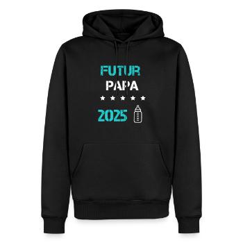 Future Papa 2025 Flasche Schwangerschaftsankündigung - Männer Premium Bio Hoodie - Schwarz - Vorne - Nico (187cm)