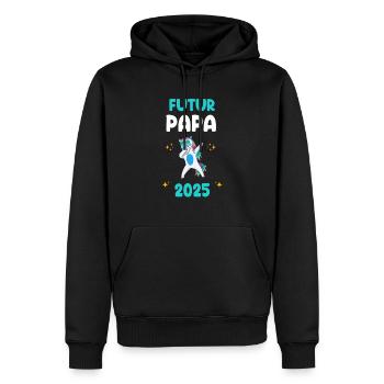 Future dad 2025 unicorn dab pregnancy announcement - Men’s Premium Organic Hoodie - black - Front - Nico (187cm)