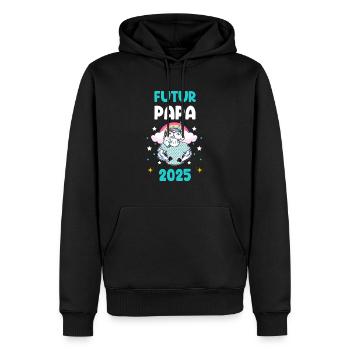 Futur papa 2025 licorne annonce grossesse - Sweat à capuche Premium bio Homme - noir - Devant - Nico (187cm)