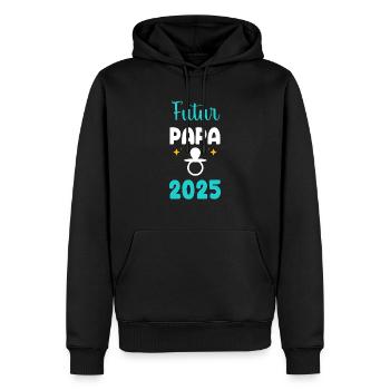 Daddy-to-be 2025 pacifier announcement pregnancy - Men’s Premium Organic Hoodie - black - Front - Nico (187cm)