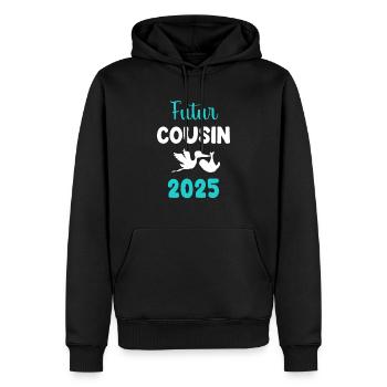 Künftiger Cousin 2025 Storchschwangerschaft - Männer Premium Bio Hoodie - Schwarz - Vorne - Nico (187cm)
