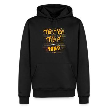 Hip-Hop Head seit 1967 - 58 Jahre Rap & Rhymes - Männer Premium Bio Hoodie - Schwarz - Vorne - Nico (187cm)