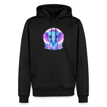 Blauer Baby Elefant Mit Blumen - Männer Premium Bio Hoodie - Schwarz - Vorne - Nico (187cm)