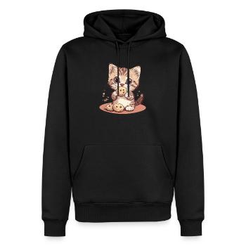 Chat biscuit mignon - Sweat à capuche Premium bio Homme - noir - Devant - Nico (187cm)