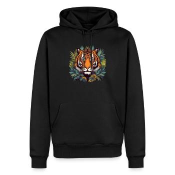 Tiger im Dschungel - Männer Premium Bio Hoodie - Schwarz - Vorne - Nico (187cm)