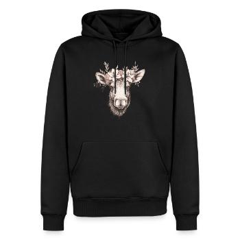 Orignal avec couronne de fleurs - Sweat à capuche Premium bio Homme - noir - Devant - Nico (187cm)