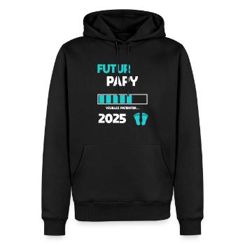 futur papy 2025 cadeau annonce grossesse - Sweat à capuche Premium bio Homme - noir - Devant - Nico (187cm)