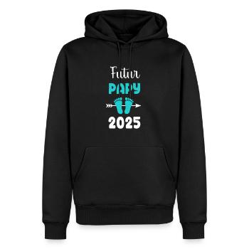 papy futur 2025 cadeau annonce grossesse - Sweat à capuche Premium bio Homme - noir - Devant - Nico (187cm)