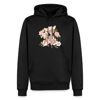 Fleurs Fauve - Sweat à capuche Premium bio Homme - noir - Devant - Nico (187cm)