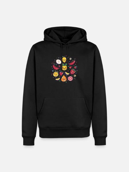 Cheerful fruits with gemstones - Men’s Premium Organic Hoodie - black