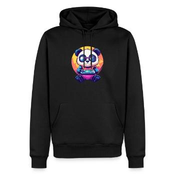 Gamer Panda mit Konsole - Männer Premium Bio Hoodie - Schwarz - Vorne - Nico (187cm)