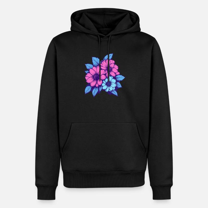 Trio de fleurs néon - Sweat à capuche Premium bio Homme - noir