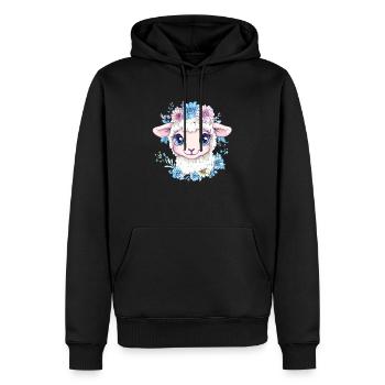 Blumiges Schaf Cartoon - Männer Premium Bio Hoodie - Schwarz - Vorne - Nico (187cm)
