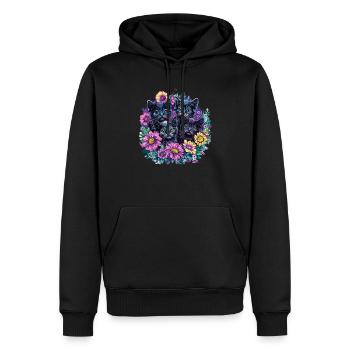 Chatons noirs avec des fleurs - Sweat à capuche Premium bio Homme - noir - Devant - Nico (187cm)