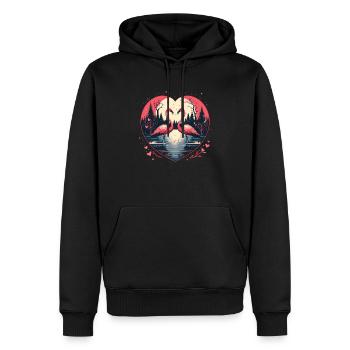 Flamingos in Herzform - Männer Premium Bio Hoodie - Schwarz - Vorne - Nico (187cm)