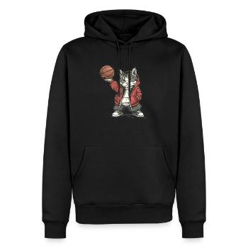 Basketball Cat in Hoodie - Men’s Premium Organic Hoodie - black - Front - Nico (187cm)