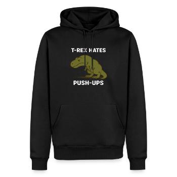 T Rex hates push ups - Männer Premium Bio Hoodie - Schwarz - Vorne - Nico (187cm)