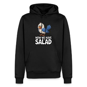 VOGEL NOW WE HAVE THE SALAD - Männer Premium Bio Hoodie - Schwarz - Vorne - Nico (187cm)