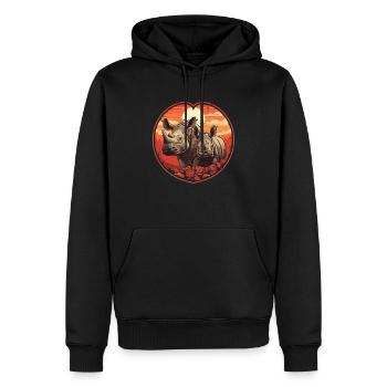 Nashorn Liebe bei Sonnenuntergang - Männer Premium Bio Hoodie - Schwarz - Vorne - Nico (187cm)