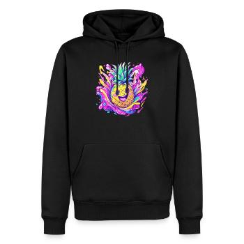 Fröhliche Ananas Explosion - Männer Premium Bio Hoodie - Schwarz - Vorne - Nico (187cm)