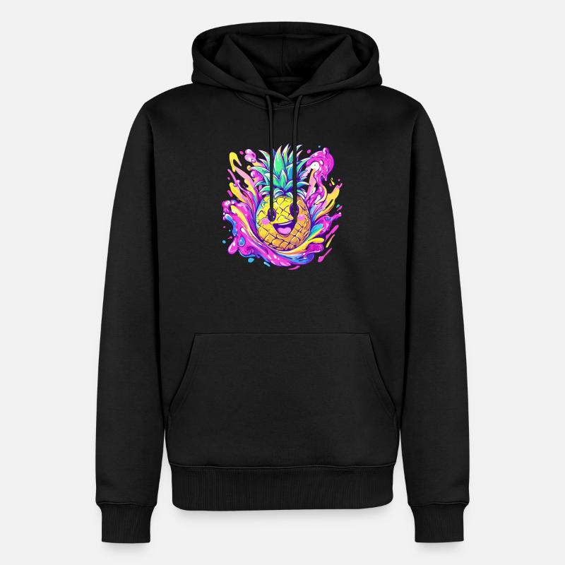 Explosion d’ananas heureuse - Sweat à capuche Premium bio Homme - noir