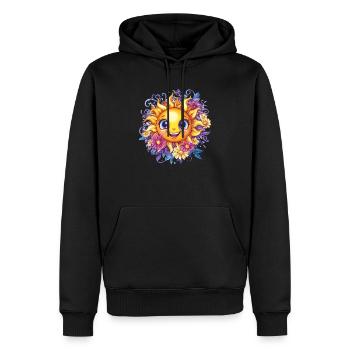 Soleil avec couronne de fleurs - Sweat à capuche Premium bio Homme - noir - Devant - Nico (187cm)
