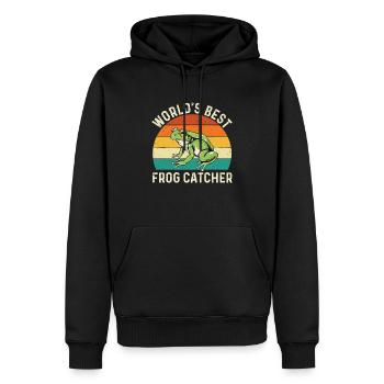 Meilleur attrape-grenouilles au monde Cadeau amphibien drôle - Sweat à capuche Premium bio Homme - noir - Devant - Nico (187cm)