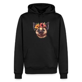 Fledermaus mit Blüten - Männer Premium Bio Hoodie - Schwarz - Vorne - Nico (187cm)
