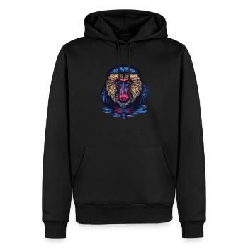 Mandrill Affe im Spiegel - Männer Premium Bio Hoodie - Schwarz - Vorne - Nico (187cm)