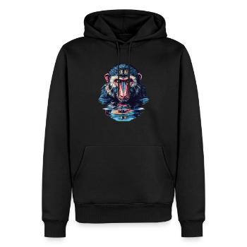 Mandrill im Wasserblick - Männer Premium Bio Hoodie - Schwarz - Vorne - Nico (187cm)