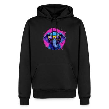 Cooler Elefant in Sonnenbrille - Männer Premium Bio Hoodie - Schwarz - Vorne - Nico (187cm)