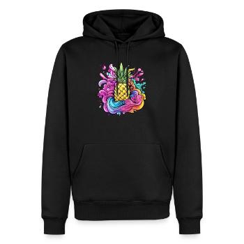 Ananas Farbexplosion - Männer Premium Bio Hoodie - Schwarz - Vorne - Nico (187cm)