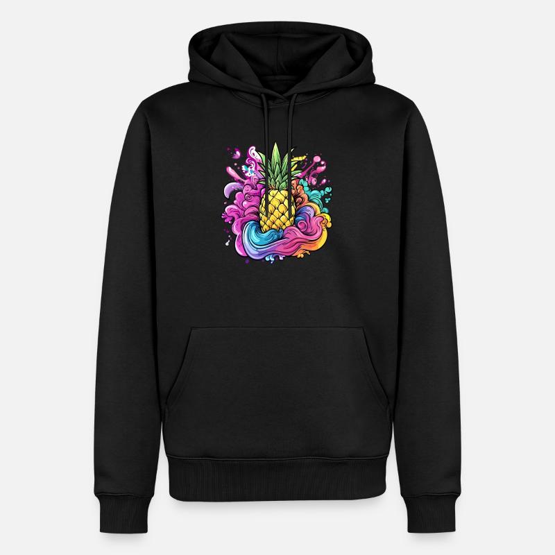 Ananas Farbexplosion - Männer Premium Bio Hoodie - Schwarz