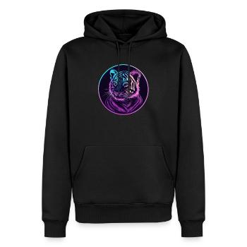 Neon Tigerblick - Männer Premium Bio Hoodie - Schwarz - Vorne - Nico (187cm)