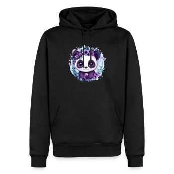 Panda avec couronne de fleurs - Sweat à capuche Premium bio Homme - noir - Devant - Nico (187cm)