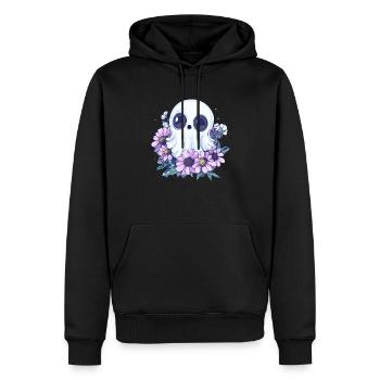 Fantôme avec des fleurs - Sweat à capuche Premium bio Homme - noir - Devant - Nico (187cm)