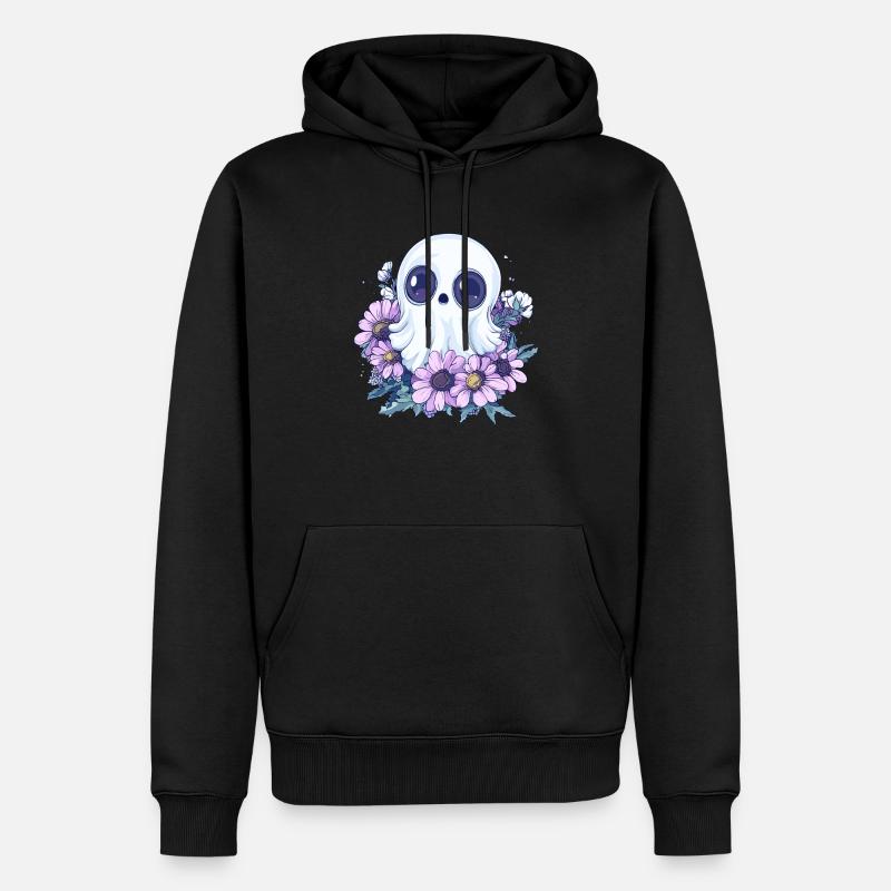Fantôme avec des fleurs - Sweat à capuche Premium bio Homme - noir