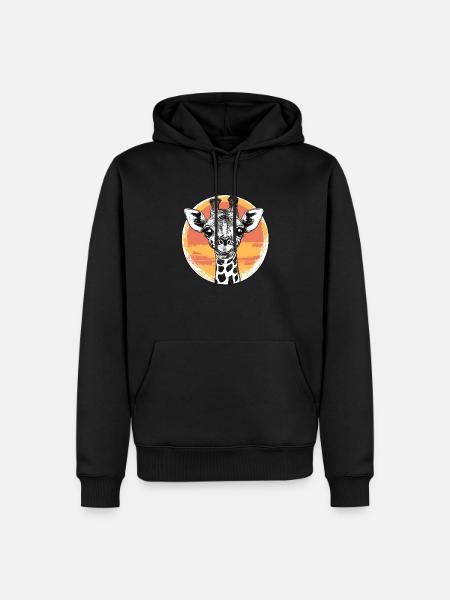 Giraffe at sunset - Men’s Premium Organic Hoodie - black